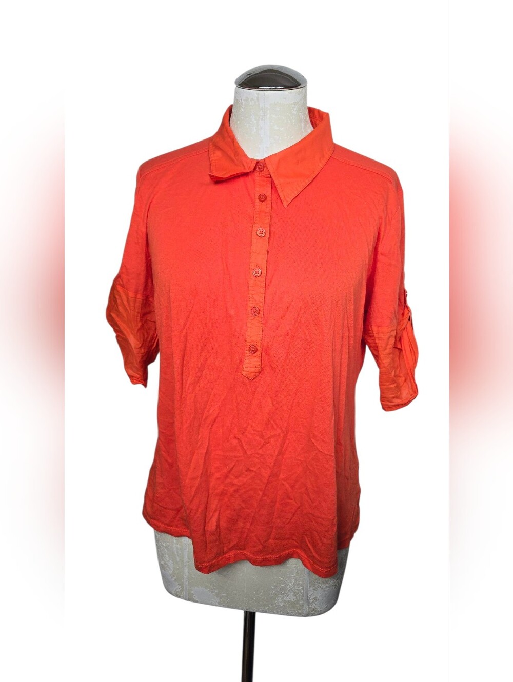 New York & Company Orange Top M Cropped Sleeves Lightweight